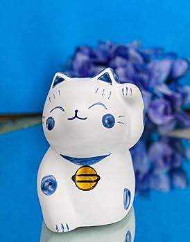 mainagamoto(ナガモトマイ) x Longneck フテネコ白成型/青 Amazon.com: Ebros Japanese Good Luck and Fortune Charm